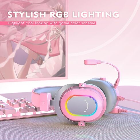 FIFINE Gaming Headset for PC-Wired Headphones with Microphone-7.1 Surround Sound Computer USB Headset for Laptop, Streaming Headphones on PS4/PS5, with EQ Mode, RGB, Soft Ear Pads - AmpliGame H6 in Saudi Arabia