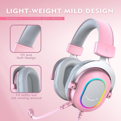 FIFINE Gaming Headset for PC-Wired Headphones with Microphone-7.1 Surround Sound Computer USB Headset for Laptop, Streaming Headphones on PS4/PS5, with EQ Mode, RGB, Soft Ear Pads - AmpliGame H6 in Saudi Arabia