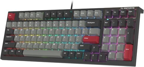 FL ESPORTS FL980 96% 1800 لوحة مفاتيح ميكانيكية سلكية، 98 مفتاحًا RGB لوحة مفاتيح ألعاب قابلة للتبديل السريع وقابلة للبرمجة مع مفاتيح Kailh Box بيضاء تعمل باللمس، أغطية مفاتيح PBT متينة، (أوليفيا) in Kuwait