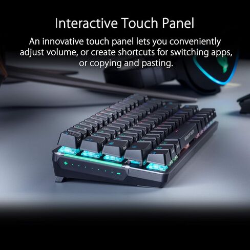 ASUS ROG Falchion Wireless 65% Mechanical Gaming Keyboard | 68 Keys, Aura Sync RGB, Extended Battery Life, Interactive Touch Panel, PBT Keycaps, Cherry MX Red Switches, Keyboard Cover Case in Kuwait