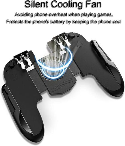 4 Trigger Mobile Game Controller with Cooling Fan for PUBG/Call of Duty/Fortnite [6 Finger Operation] YOBWIN L1R1 L2R2 Gaming Grip Gamepad Mobile Controller Trigger for 4.7-6.5" iOS Android Phone in Saudi Arabia