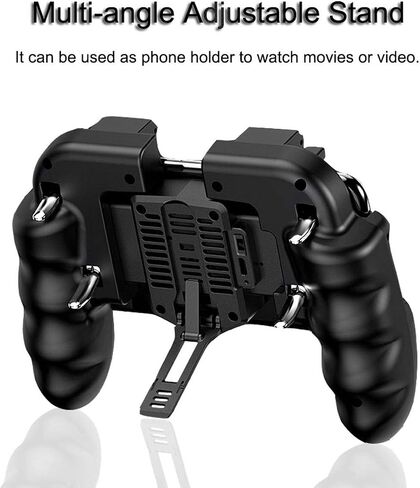4 Trigger Mobile Game Controller with Cooling Fan for PUBG/Call of Duty/Fortnite [6 Finger Operation] YOBWIN L1R1 L2R2 Gaming Grip Gamepad Mobile Controller Trigger for 4.7-6.5" iOS Android Phone in Saudi Arabia