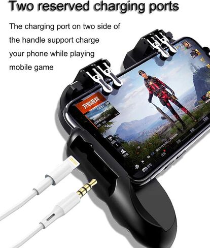 4 Trigger Mobile Game Controller with Cooling Fan for PUBG/Call of Duty/Fortnite [6 Finger Operation] YOBWIN L1R1 L2R2 Gaming Grip Gamepad Mobile Controller Trigger for 4.7-6.5" iOS Android Phone in Saudi Arabia
