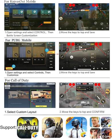 4 Trigger Mobile Game Controller with Cooling Fan for PUBG/Call of Duty/Fortnite [6 Finger Operation] YOBWIN L1R1 L2R2 Gaming Grip Gamepad Mobile Controller Trigger for 4.7-6.5" iOS Android Phone in Saudi Arabia