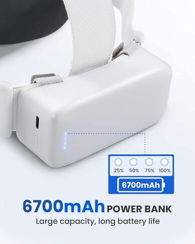 حزمة بطارية لـ Oculus Quest 2 - ملحقات لـ Meta Quest 2، بنك طاقة CIYOYO 6700 مللي أمبير VR لـ Oculus Quest 2/Pro وElite Strap الأصلي، وقت تشغيل إضافي 2.5-3.5 ساعة للآباء اللاعبين والأطفال in Kuwait