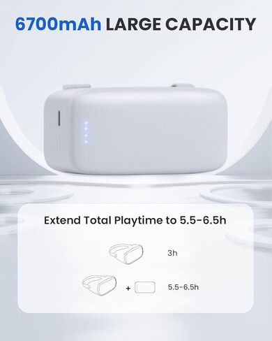حزمة بطارية لـ Oculus Quest 2 - ملحقات لـ Meta Quest 2، بنك طاقة CIYOYO 6700 مللي أمبير VR لـ Oculus Quest 2/Pro وElite Strap الأصلي، وقت تشغيل إضافي 2.5-3.5 ساعة للآباء اللاعبين والأطفال in Kuwait
