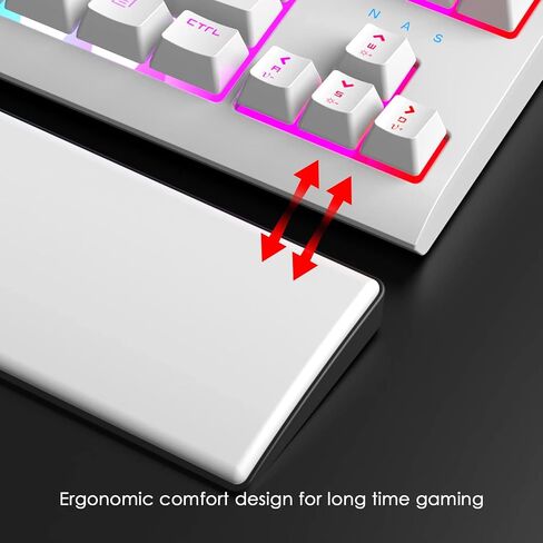 لوحة مفاتيح ميكانيكية للألعاب، Chroma RGB 18 نوعًا من لوحة المفاتيح المدمجة بإضاءة خلفية LED باللون الأزرق مع سلك من النوع C، 87 مفتاحًا مضادًا للظلال لألعاب الكمبيوتر - أسود in Kuwait