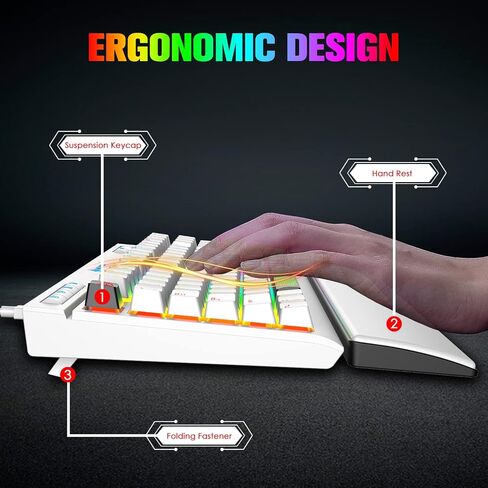 لوحة مفاتيح ميكانيكية للألعاب، Chroma RGB 18 نوعًا من لوحة المفاتيح المدمجة بإضاءة خلفية LED باللون الأزرق مع سلك من النوع C، 87 مفتاحًا مضادًا للظلال لألعاب الكمبيوتر - أسود in Kuwait