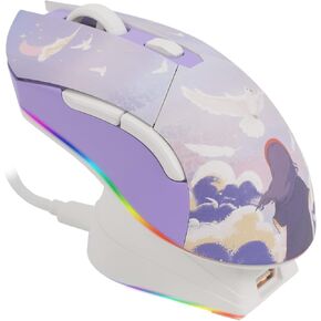 DAREU Sakura Pink Wireless Gaming Mouse with Charging Dock Rechargeable RGB,12K DPI,6 Programmable Buttons High-Precision Sensor [300IPS] [1000Hz] for PC Notebook Mac in Saudi Arabia