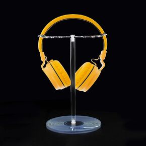 Clear Acrylic Headphone Stand with Patterned Base – Universal Holder for AirPods Max, Gaming & Wireless Headphones – Space-Saving Desk Organizer for Home & Gaming Setup (Blue Record/LP) in Kuwait