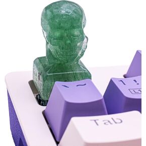 Tiger-eye Skull Handmade Customizable Display Keys, Computer Gaming Keyboards Keycaps for Mechanical Keyboards with Cherry MX switches (Made of Rose quartz,Aventurine, Crystal)