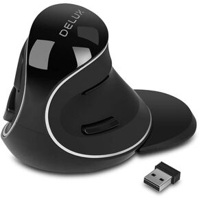 DELUX Wireless Ergonomic Vertical Mouse, Rechargeable Ergo Mouse for Large Hands, Slient Click, Removable Wrist Rest, Up to 4000 DPI, 6 Buttons,2.4G Dual Mode, Compatible with Laptop/PC (M618PD-Black) in Saudi Arabia