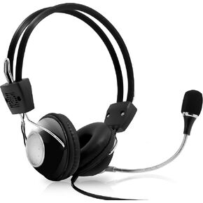 Multimedia Gaming USB Mic Headset - Over Ear Professional Wired Headphone w/ Noise Cancelling Mic, 3D 360 Stereo Surround Sound - PC Gaming Console - Game, Skype Chat, Call Center - Pyle Home PHPMCU10, Silver/Black in Kuwait