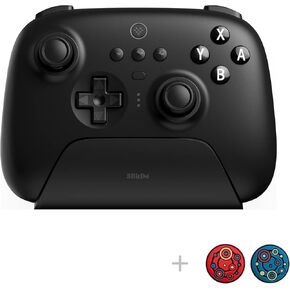 8Bitdo Ultimate Bluetooth Controller with Charging Dock, 2.4g Wireless Pro Gamepad with Back Buttons, Hall Joystick, Motion Controls and Turbo Function for Switch, Steam Deck & PC Windows (Black)
