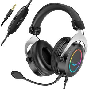 FIFINE Gaming Headset with Detachable Microphone, Over-Ear Headset Wired with Passive Noise Canceling, 3.5mm Audio Jack, RGB, for Switch, Xbox, PC, PS4/PS5 Controller, Gamer Headset-AmpliGame H3 in Kuwait