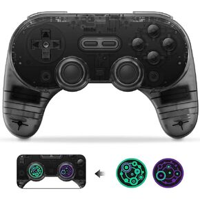 وحدة تحكم لاسلكية AKNES 8BitDo Pro 2 تعمل بتقنية البلوتوث للتبديل/التبديل OLED مع قطعتين من أغطية قبضة الإبهام Joycon، ولوحات الألعاب لسطح البخار، وMacOS، وiOS، والكمبيوتر الشخصي، وAndroid وRaspberry Pi (شفاف/أرجواني شفاف) in Kuwait