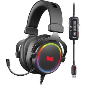 Monster Alpha 7.1 RGB Illuminated Gaming Headset with 7.1 Surround Sound, Noise-Cancelling Detachable Mic, Cushioned Earcups – for PC Gaming, Black in Saudi Arabia