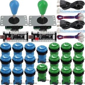 SJ@JX Arcade Game 2 Player Controller DIY Kit Microswitch recessed Button 4&8 Way Joystick Zero Delay USB Encoder Fighting Stick Handles Console for PC MAME Raspberry Pi Retropie in Saudi Arabia