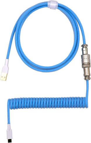 كابل لوحة المفاتيح ملفوف باللون البرتقالي من Kraken - كابل USB C ملفوف حرفيًا مع موصل Aviator للوحات مفاتيح الألعاب الميكانيكية (برتقالي) in Kuwait