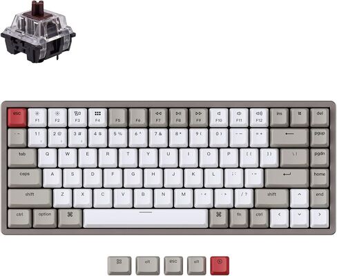 Keychron K2 75% Layout Bluetooth Wireless Mechanical Gaming Keyboard for Mac, Multitasking Type-C Wired 84 Keys Computer Keyboard for Windows with Keychron Mechanical Blue Switch Aluminum Frame in Saudi Arabia