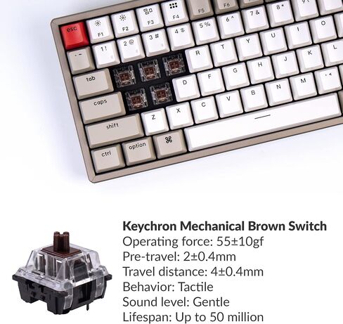 Keychron K2 75% Layout Bluetooth Wireless Mechanical Gaming Keyboard for Mac, Multitasking Type-C Wired 84 Keys Computer Keyboard for Windows with Keychron Mechanical Blue Switch Aluminum Frame in Saudi Arabia