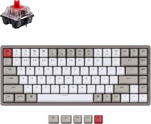 Keychron K2 75% Layout Bluetooth Wireless Mechanical Gaming Keyboard for Mac, Multitasking Type-C Wired 84 Keys Computer Keyboard for Windows with Keychron Mechanical Blue Switch Aluminum Frame in Saudi Arabia