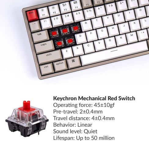 Keychron K2 75% Layout Bluetooth Wireless Mechanical Gaming Keyboard for Mac, Multitasking Type-C Wired 84 Keys Computer Keyboard for Windows with Keychron Mechanical Blue Switch Aluminum Frame in Saudi Arabia