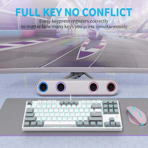 HUO JI E-YOOSO Z-87 لوحة مفاتيح ميكانيكية للألعاب 87 مفتاحًا بإضاءة خلفية LED سلكية مع مفاتيح مقاومة للغبار لأجهزة الكمبيوتر التي تعمل بنظام Windows (مفاتيح حمراء، أبيض ورمادي) in Kuwait