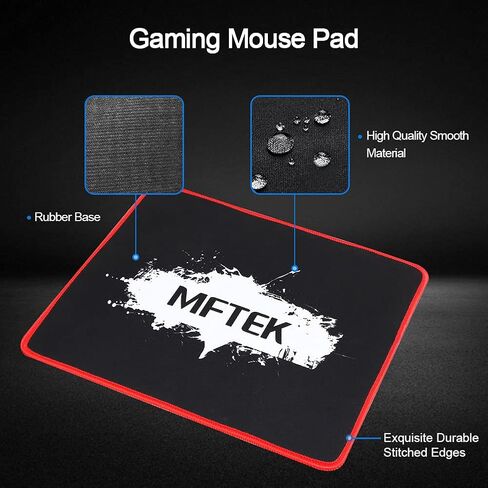 مجموعة لوحة مفاتيح وماوس الألعاب بألوان قوس قزح، لوحة مفاتيح الألعاب MFTEK ذات الإضاءة الخلفية و4 ألوان مضاء مع لوحة ماوس للكمبيوتر الشخصي والكمبيوتر المحمول in Kuwait