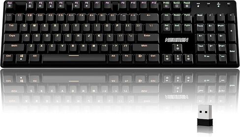 Newmen GM335 Mechanical Keyboard Wireless,USB C Wired/2.4Ghz Rechargeable Rainbow LED Backlit Gaming Keyboard,104 Key Hot Swappable Mechanical Keyboard for Mac Windows PC Laptop Blue Switch in Saudi Arabia