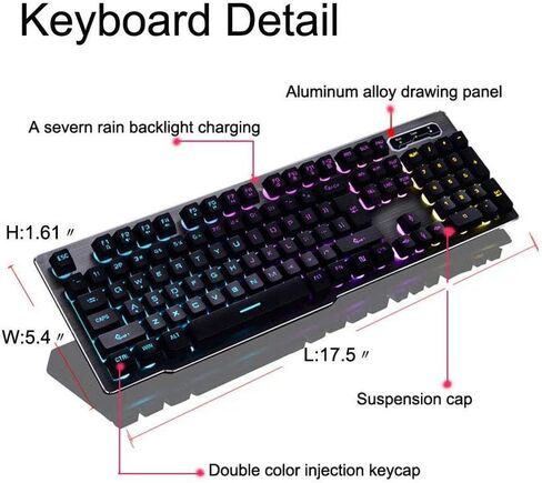 Rechargeable Backlit Keyboard,2.4G Wireless Illuminated Mechanical Feel Gaming Keyboard Suspended Keycap,Fast Charging,Adjustable Breathing Lamp,Anti-ghosting,12 Multimedia Keys (White-Without Mouse) in Saudi Arabia