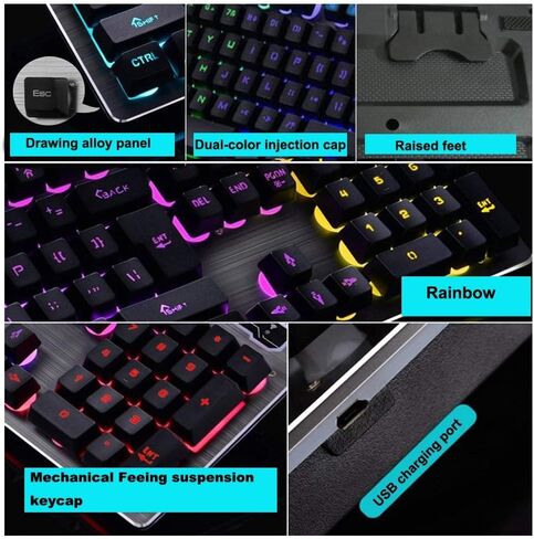 Rechargeable Backlit Keyboard,2.4G Wireless Illuminated Mechanical Feel Gaming Keyboard Suspended Keycap,Fast Charging,Adjustable Breathing Lamp,Anti-ghosting,12 Multimedia Keys (White-Without Mouse) in Saudi Arabia