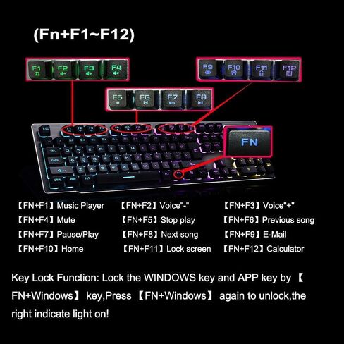 Rechargeable Backlit Keyboard,2.4G Wireless Illuminated Mechanical Feel Gaming Keyboard Suspended Keycap,Fast Charging,Adjustable Breathing Lamp,Anti-ghosting,12 Multimedia Keys (White-Without Mouse) in Saudi Arabia