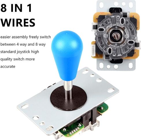 تتضمن مجموعة أدوات عصا التحكم Avisiri Avisiri 1 Player Arcade Buttons Joystick DIY عدد 1 مقبض Ellipse Balltop Stick 10x LED Arcade Button 1x USB Encoder Controller for PC MAME Raspberry Pi Windows (أزرق) in Kuwait