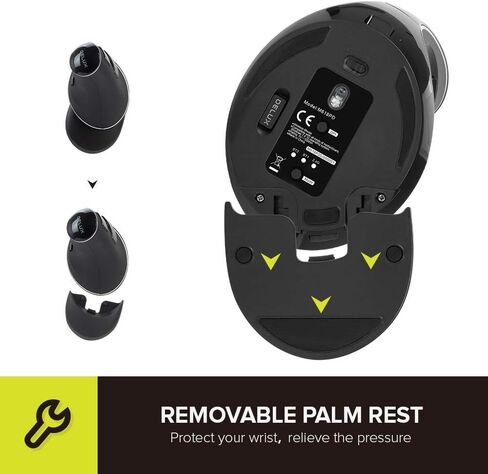 DeLUX Wireless Ergonomic Vertical Mouse - 2.4G with USB Receiver, Silent Clicks, 1600 DPI, 6 Buttons, Removable Wrist Rest, for Laptop PC (M618Plus Wireless-Black) in Saudi Arabia