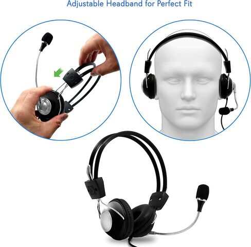 Pyle Home Multimedia Gaming USB Mic Headset - Over Ear Professional Wired Headphone w/ Noise Cancelling Mic, 3D 360 Stereo Surround Sound - PC Gaming Console - Game, Skype Chat, Call Center PHPMCU10 in Saudi Arabia