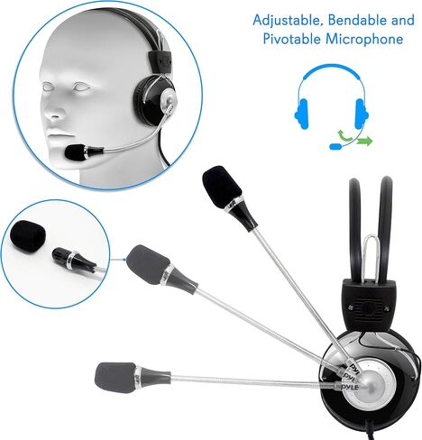 Pyle Home Multimedia Gaming USB Mic Headset - Over Ear Professional Wired Headphone w/ Noise Cancelling Mic, 3D 360 Stereo Surround Sound - PC Gaming Console - Game, Skype Chat, Call Center PHPMCU10 in Saudi Arabia