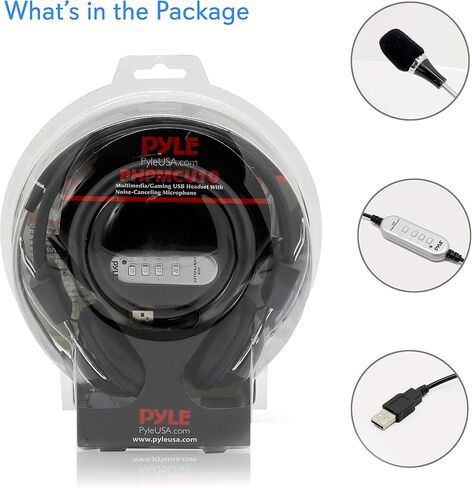 Pyle Home Multimedia Gaming USB Mic Headset - Over Ear Professional Wired Headphone w/ Noise Cancelling Mic, 3D 360 Stereo Surround Sound - PC Gaming Console - Game, Skype Chat, Call Center PHPMCU10 in Saudi Arabia