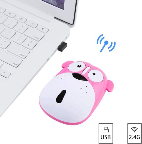 FLY WAY Cute Wireless Mouse, Cartoon Dog 2.4GHz Rechargeable Cordless Mouse with Nano USB Receiver Children Mice Kids Gaming Mouse for Notebook,Laptop,PC,Desktop (black) in Saudi Arabia