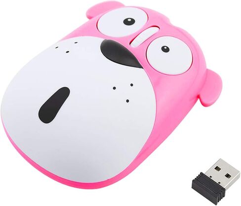 FLY WAY Cute Wireless Mouse, Cartoon Dog 2.4GHz Rechargeable Cordless Mouse with Nano USB Receiver Children Mice Kids Gaming Mouse for Notebook,Laptop,PC,Desktop (black) in Saudi Arabia