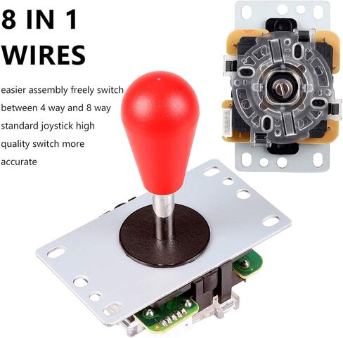 Avisiri 1 Player Arcade Buttons Joystick DIY Kit Parts Include 1x Ellipse Balltop Handle Stick 10x LED Arcade Button 1x USB Encoder Controller for PC MAME Raspberry Pi Windows (Red) in Kuwait