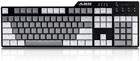 AK35I Wired Full-Size Mechanical Gaming Keyboard with Brown Switches, Grey-White Matching PBT Keycaps, Anti-Ghosting Multimedia Keys Roller, White Backlit, Programmable Macro, Aluminum Black in Saudi Arabia
