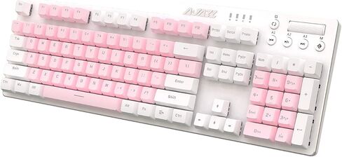 AK35I Wired Full-Size Mechanical Gaming Keyboard with Brown Switches, Grey-White Matching PBT Keycaps, Anti-Ghosting Multimedia Keys Roller, White Backlit, Programmable Macro, Aluminum Black in Saudi Arabia