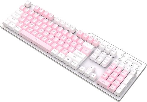 AK35I Wired Full-Size Mechanical Gaming Keyboard with Brown Switches, Grey-White Matching PBT Keycaps, Anti-Ghosting Multimedia Keys Roller, White Backlit, Programmable Macro, Aluminum Black in Saudi Arabia