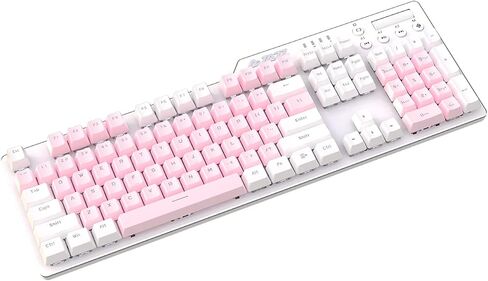 AK35I Wired Full-Size Mechanical Gaming Keyboard with Brown Switches, Grey-White Matching PBT Keycaps, Anti-Ghosting Multimedia Keys Roller, White Backlit, Programmable Macro, Aluminum Black in Saudi Arabia