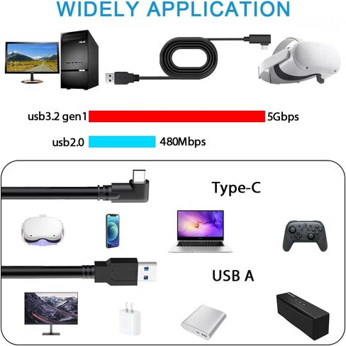 10FT Link Cable for Oculus Quest 3/Quest 2, High Speed Data Transfer Charging Cable USB 3.0 to USB C Cable Charger for Oculus Quest 2 Accessories VR Headset Gaming to PC in Saudi Arabia