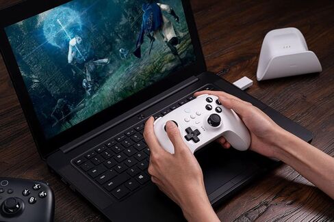 8Bitdo Ultimate 2 Bluetooth Controller with Charging Dock - Black | TMR Joysticks, Switchable Hall Effect/Tactile Triggers, Motion Control, RGB Fire Ring, Back Buttons, for Switch/Switch 2 & PC in Kuwait