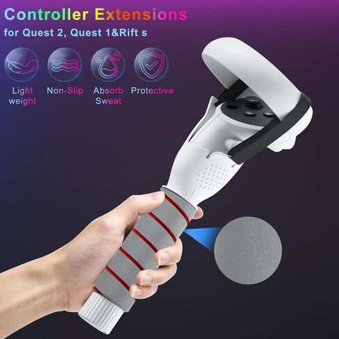 SAQICO 2 in 1 Long Arms & Handle Attachments Compatible with Oculus Quest 2 Hand Controllers, VR Gorilla Tag Long Arms/Stick Extension Grips for Meta Quest 2 Accessories for Beat Saber Golf Club Game in Saudi Arabia
