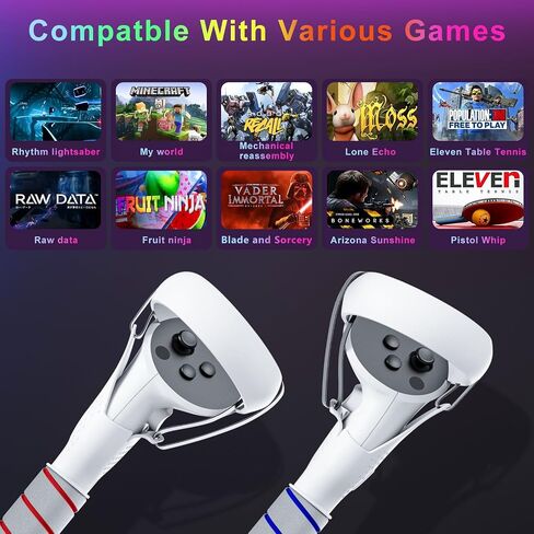SAQICO 2 in 1 Long Arms & Handle Attachments Compatible with Oculus Quest 2 Hand Controllers, VR Gorilla Tag Long Arms/Stick Extension Grips for Meta Quest 2 Accessories for Beat Saber Golf Club Game in Saudi Arabia