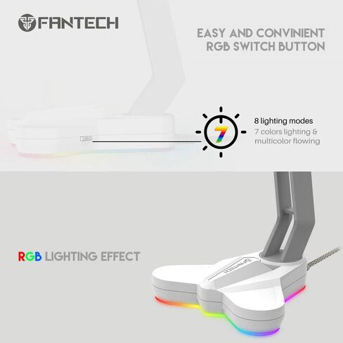 FANTECH Tower RGB Headset Stand, Headphone Holder for Gamers Gaming PC Accessories (White) in Saudi Arabia